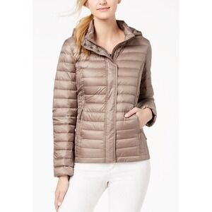 NWT 32 DEGREES Packable Hooded Down Puffer Coat XL Natural Blush